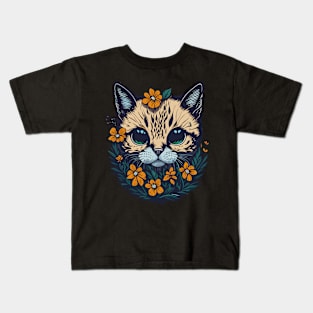 Head Of Flower Cat Kids T-Shirt